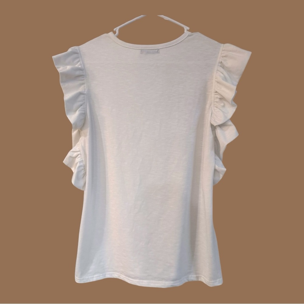 White‎ Ruffle Sleeve Top - Picture 6 of 6